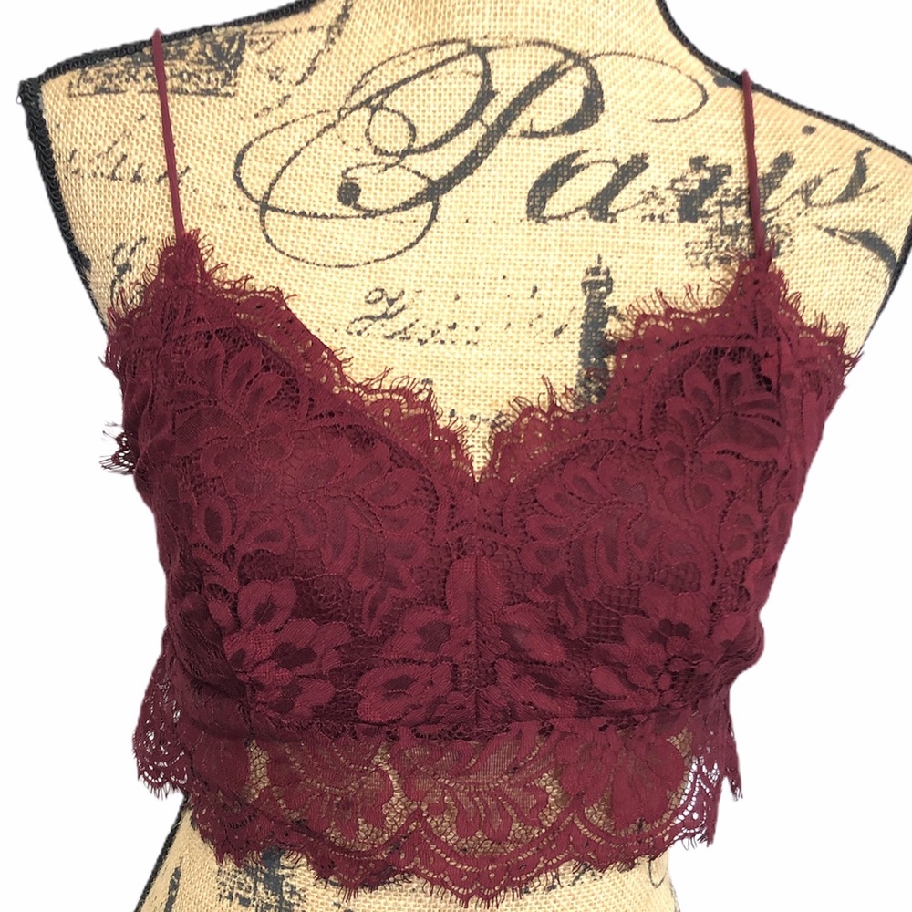 TOPSHOP Red Lace Bralette Tank Crop Top SEXY